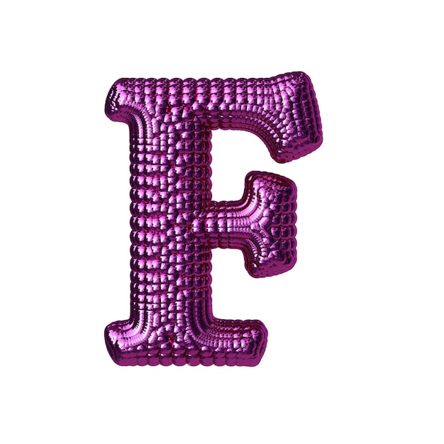 Vector symbol made of purple balloons letter f