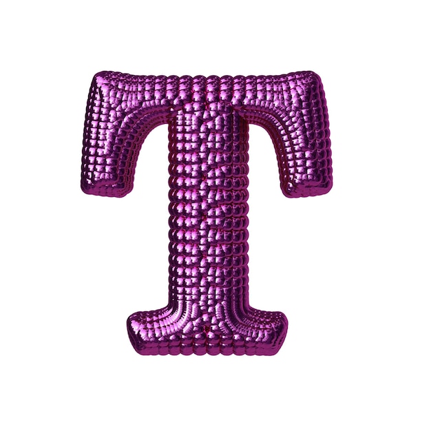 Vector symbol made of purple balloons letter t