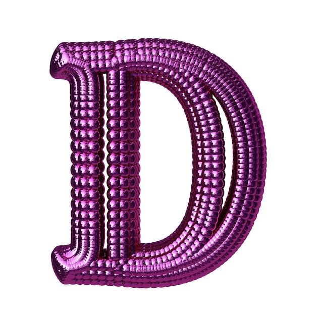 Vector symbol made of purple spheres letter d