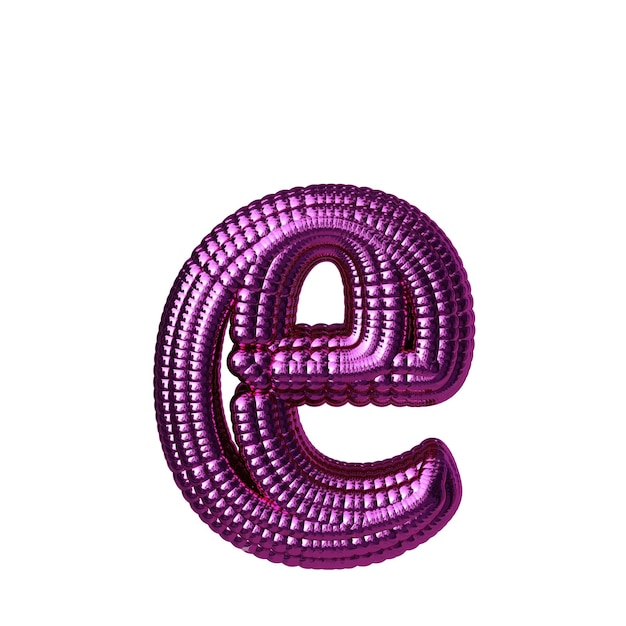 Symbol made of purple spheres letter e