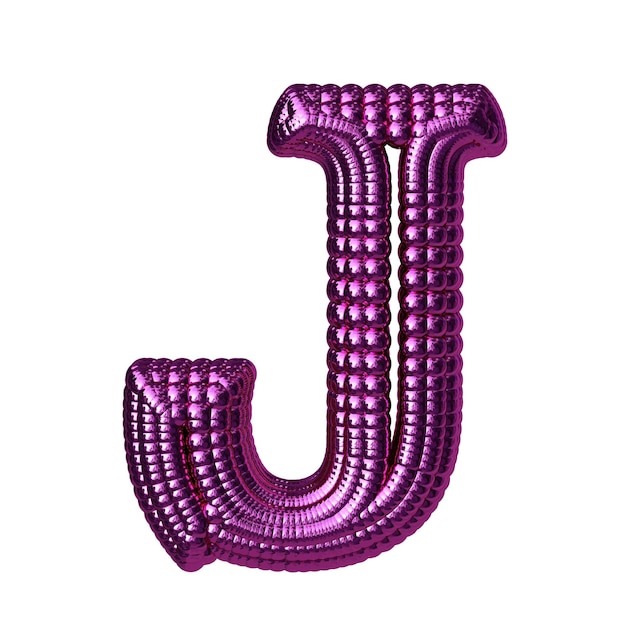 Symbol made of purple spheres letter j