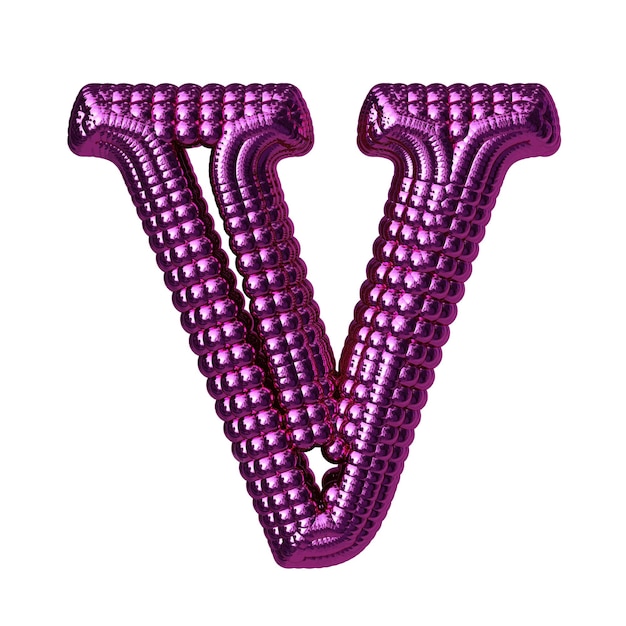 Vector symbol made of purple spheres letter v