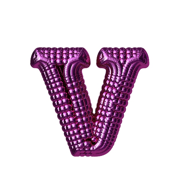 Vector symbol made of purple spheres letter v