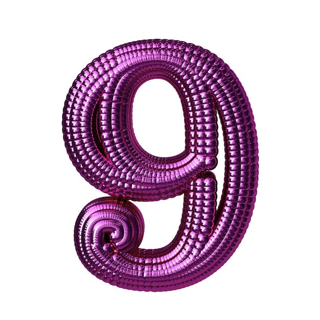 Vector symbol made of purple spheres number 9