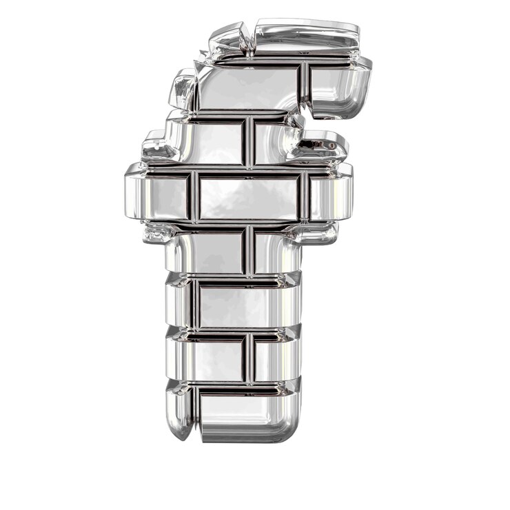 Vector the symbol made of silver bricks letter f