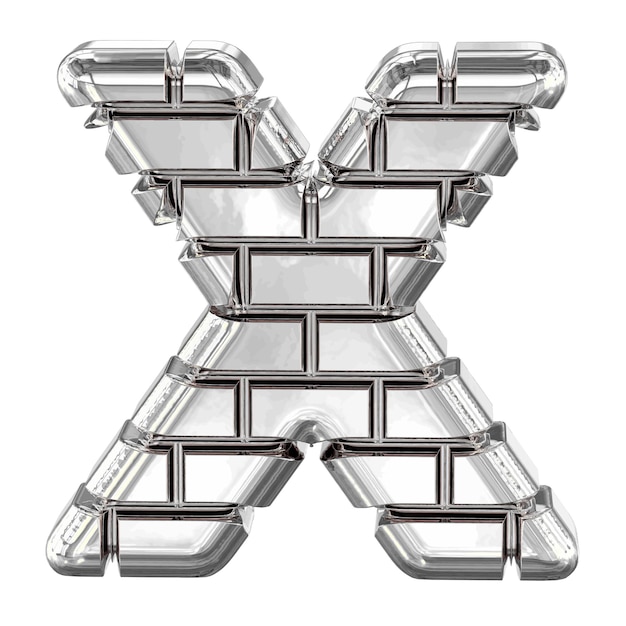 The symbol made of silver bricks letter x