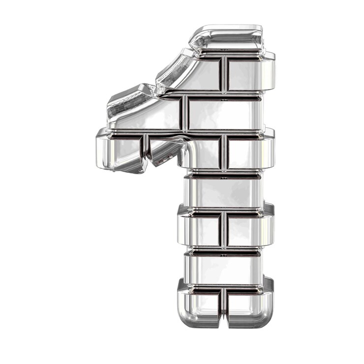 Vector the symbol made of silver bricks number 1