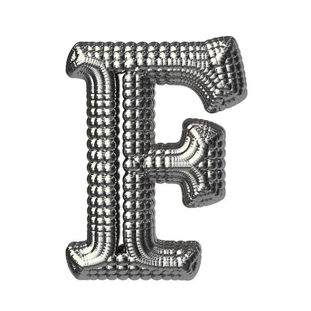 Vector symbol made of silver spheres letter f