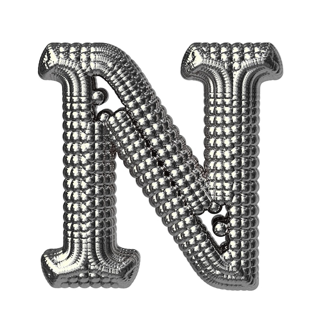 Symbol made of silver spheres letter n