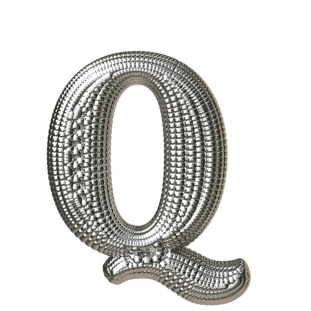 Symbol made of silver spheres letter q