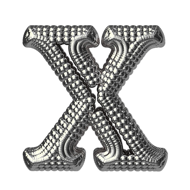 Vector symbol made of silver spheres letter x