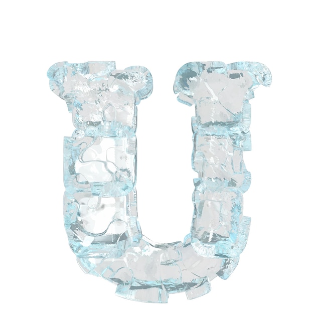 Vector symbol made of transparent ice letter u