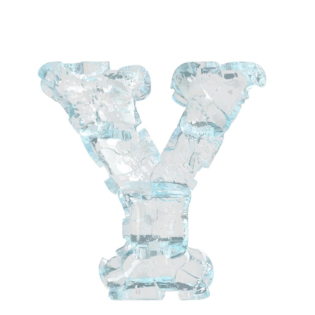 Vector symbol made of transparent ice letter y