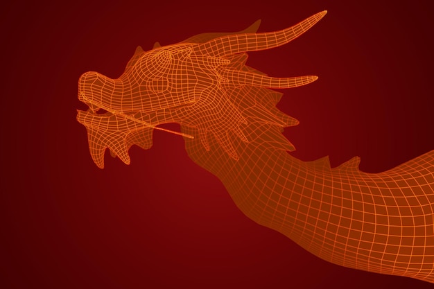 Символ китайского нового года длинного летающего вектора змея дракона 3d иллюстрация