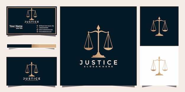 프리미엄 Justice.law 사무소, 로고 디자인 및 명함 법률의 상징