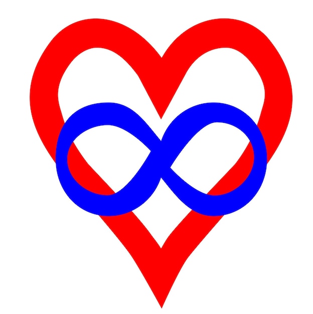 Vector symbol of polyamory heart and infinity sign polyamory conceptual illustration