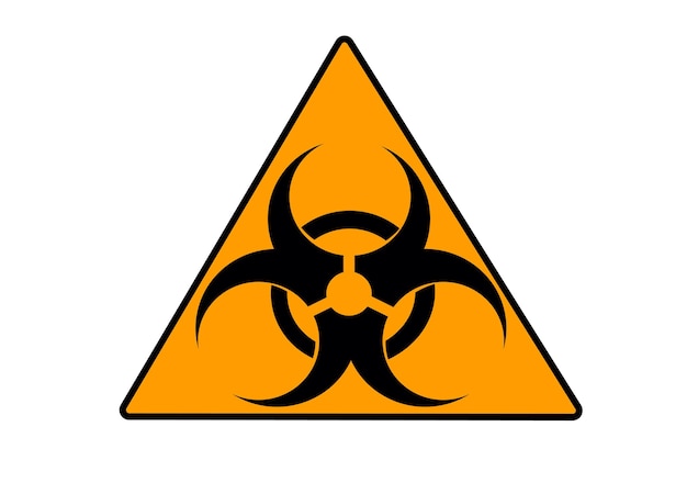 흰색 배경에 방사능 위험 바이러스 방사선 기호의 상징