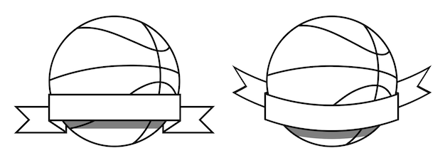 набор символов спортивный мяч для баскетбола на белом фоне с лентой Соревнования по гольфу Изолированный вектор