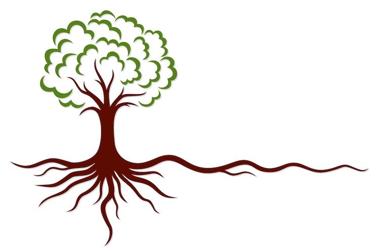 Vector a symbol of the stylized tree with roots