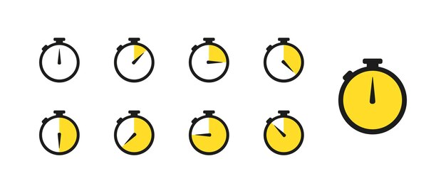 symbol timer set of icons in flat style vector