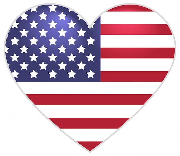 Vector symbol us flag heart shape