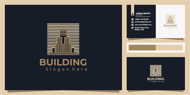 Vector symbol vector of building and property logo template with creative line art icon