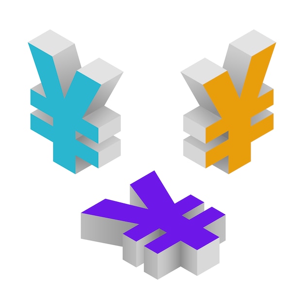 Symbol yen currency. Isometric isolated