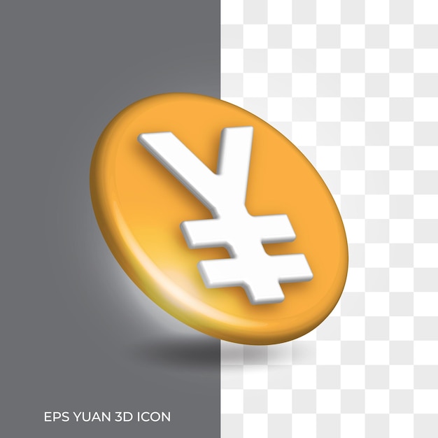 Symbol yuan on grey isolated 3d