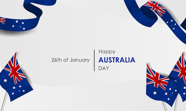 Symbolen en vlag van australië 26 januari australia day vlaggen ballonnen en vuurwerk