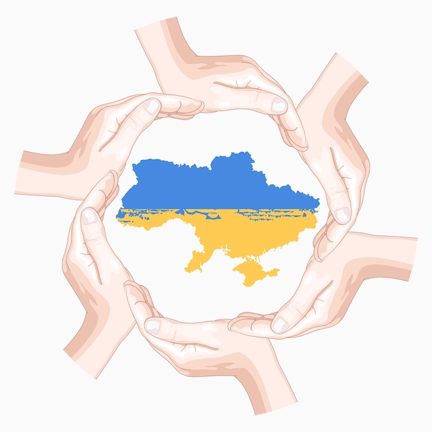 Vector symbolen van steun voor oekraïense oorlogsslachtoffers vectorillustratie oproep voor hulp en vrede voor oekraïne