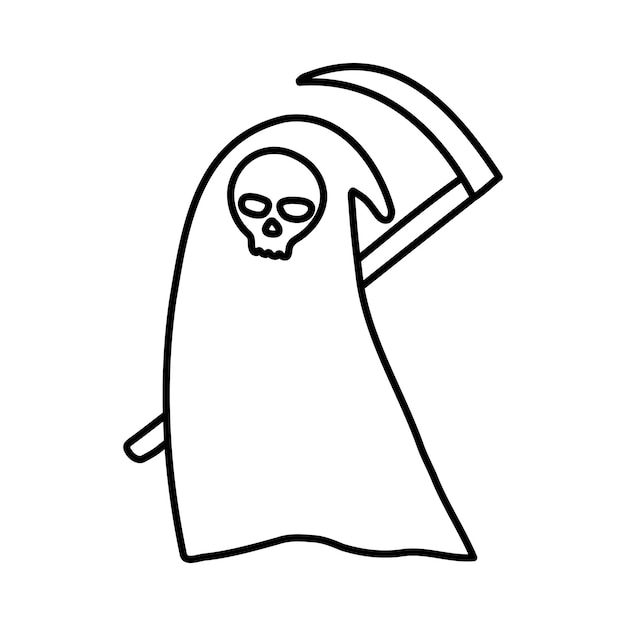 상징적인 Grim Reaper 간단한 평평한 만화 죽음 상징