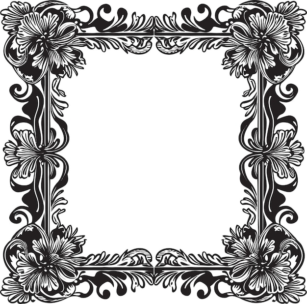 Symbolic Harmony Artistic Decorative Frame Vector Logo Contemporary Flourish Vector Zwarte Frame Ico