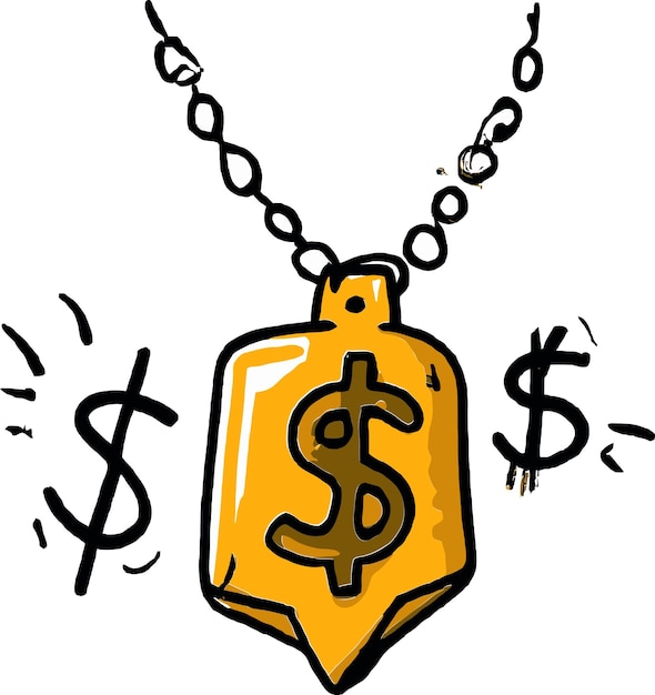 Symbolic Prestige Golden Chain Enveloping the Dollar Symbol dollar sign