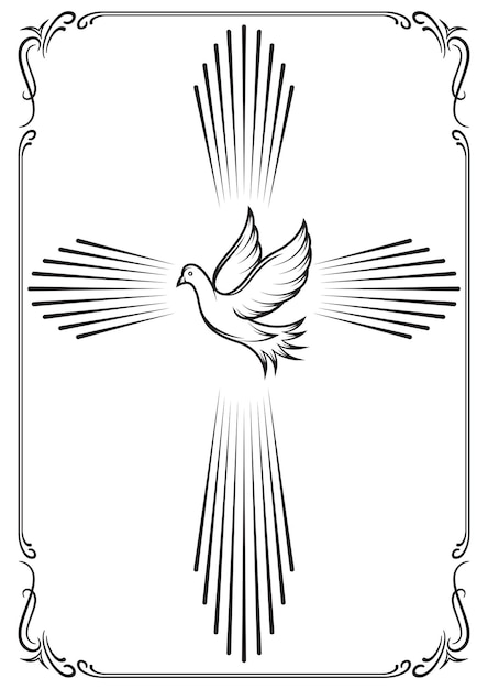 Symbolisch kruis en duif Sjabloonembleem voor kerk Vectorillustratie voor ontwerp
