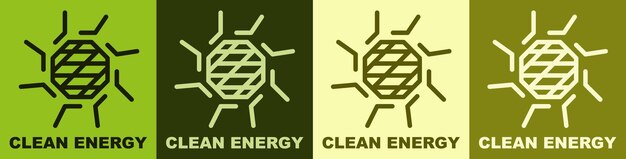 Symbols of clean renewable and alternative energy set of solar energy logos