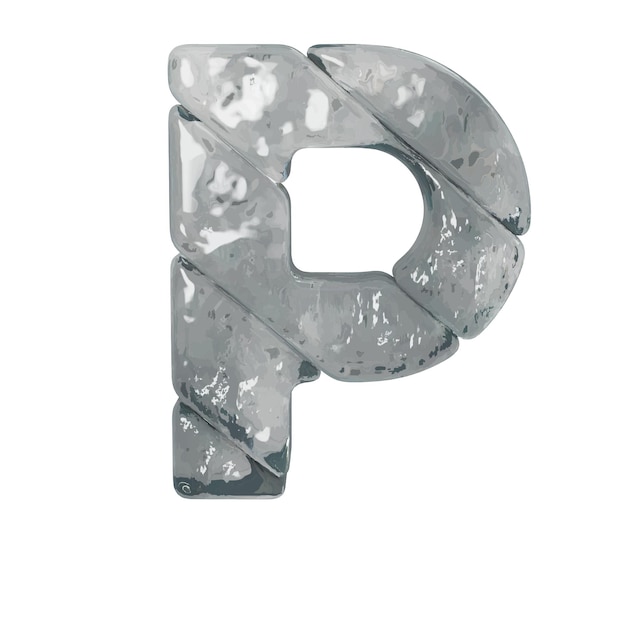 Symbols made of gray ice letter p