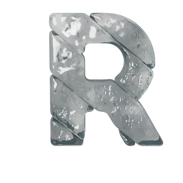 Vector symbols made of gray ice letter r