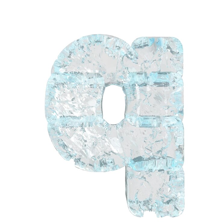 Vector symbols made of ice letter q
