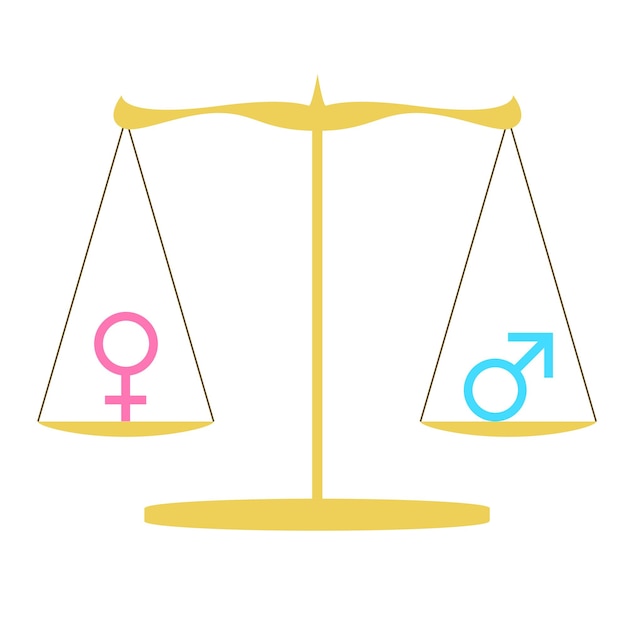 Symbols of men and women on the scales