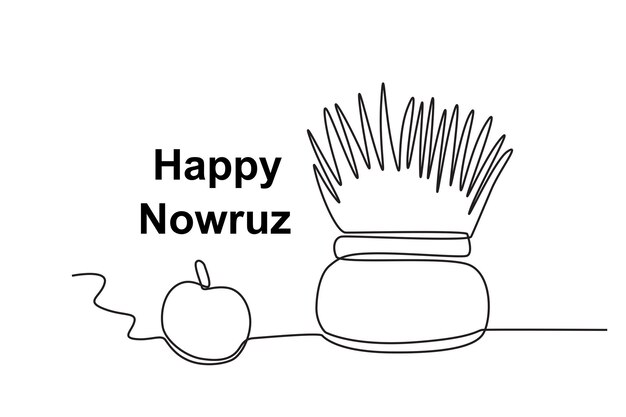 The symbols of the nowruz celebration are apples and rice nowruz oneline drawing