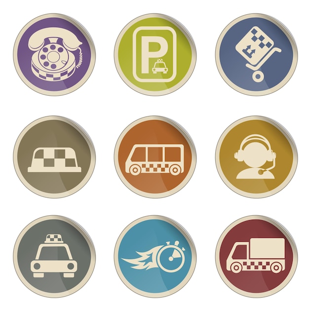 Символы службы такси простой векторный набор иконок