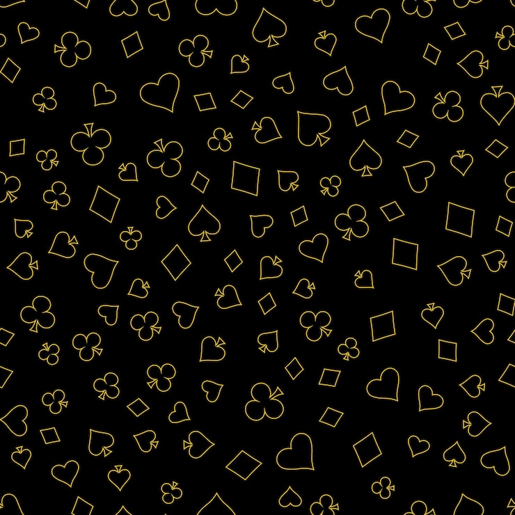 Vector symbols of suits card seamless pattern background gambling hand drawn