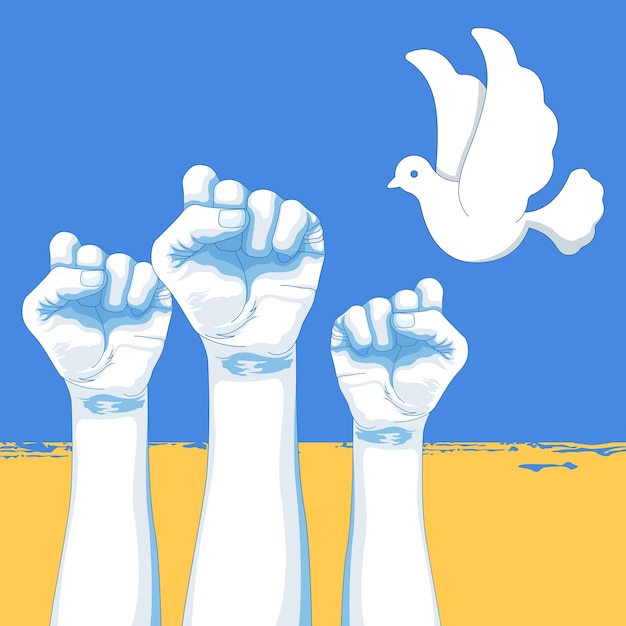 Symbols of support for ukrainian war victims vector illustration call for help and peace for ukrain