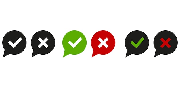 symbols of tick and cross in the bubble. do and do simple icons, vector elements. vector illustratio
