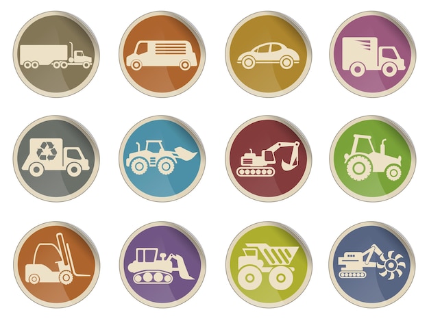 Vector symbols of transportation  loading machines icons