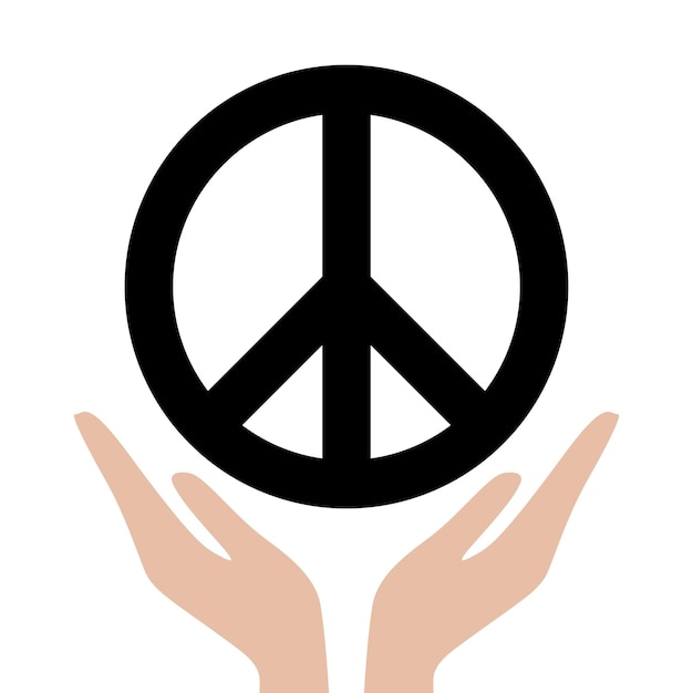 Vector symbols of the world symbol of peace in the hands of a man