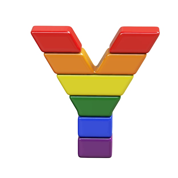 Vector symbool 3d gemaakt van lgbt-vlagkleuren nummer letter y