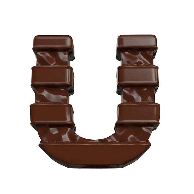 Symbool gemaakt van chocolade 3d letter u