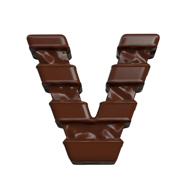 Symbool gemaakt van chocolade 3d letter v