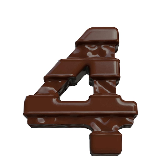 Symbool gemaakt van chocolade 3d nummer 4